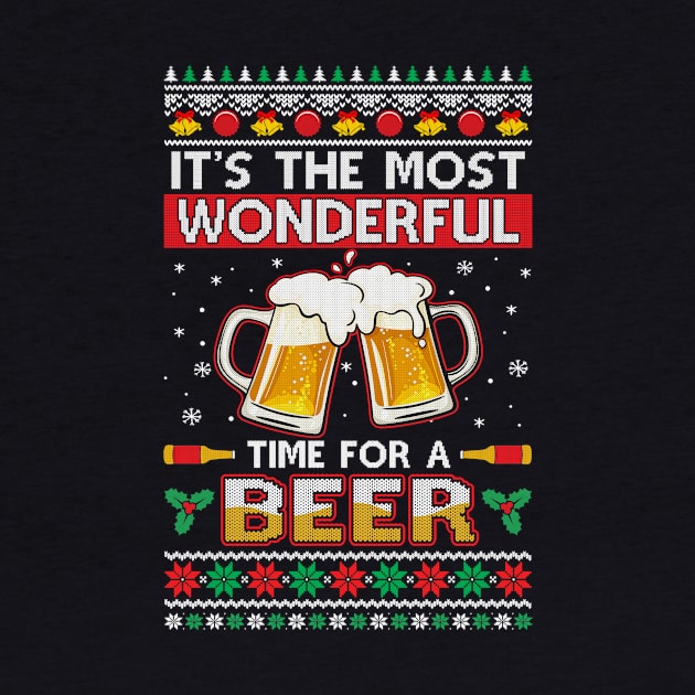 Wonderful Time For A Beer Ugly Christmas Xmas by JoanaArtStore